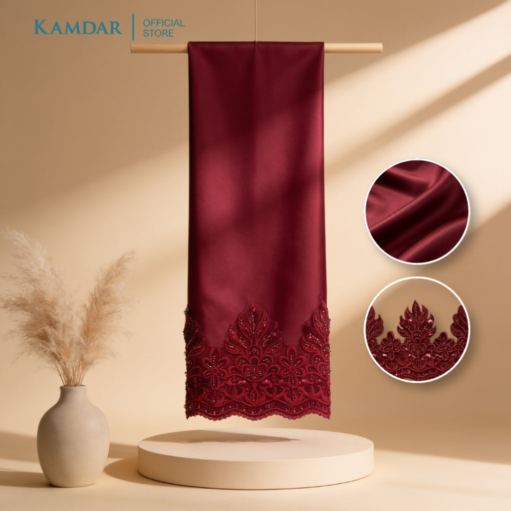 KAMDAR Bridal Satin & Border Lace Kain Pasang Mix & Match (4M + 2M)