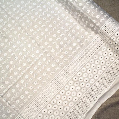 KAMDAR Cotton Embroidery Abstract Stitch Chikan Satin Bidang 44" Open Meter (Kain Ela) - Texture & Timbul