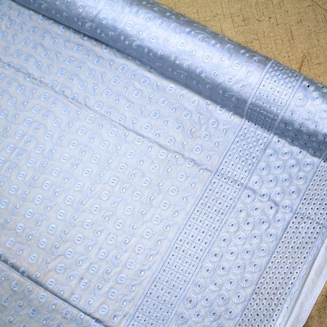 KAMDAR Cotton Embroidery Abstract Stitch Chikan Satin Bidang 44" Open Meter (Kain Ela) - Texture & Timbul