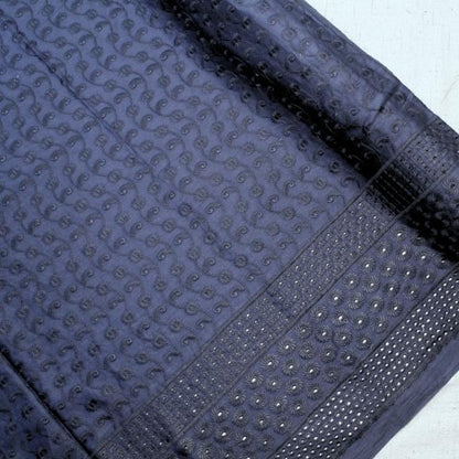 KAMDAR Cotton Embroidery Abstract Stitch Chikan Satin Bidang 44" Open Meter (Kain Ela) - Texture & Timbul