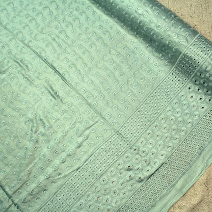 KAMDAR Cotton Embroidery Abstract Stitch Chikan Satin Bidang 44" Open Meter (Kain Ela) - Texture & Timbul