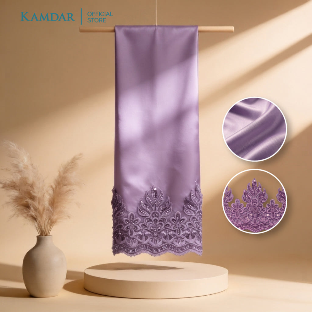 KAMDAR Bridal Satin & Border Lace Kain Pasang Mix & Match (4M + 2M)