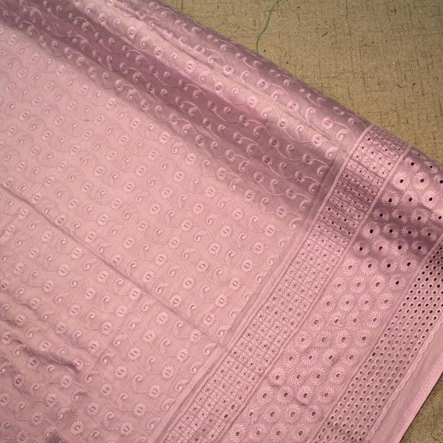 KAMDAR Cotton Embroidery Abstract Stitch Chikan Satin Bidang 44" Open Meter (Kain Ela) - Texture & Timbul