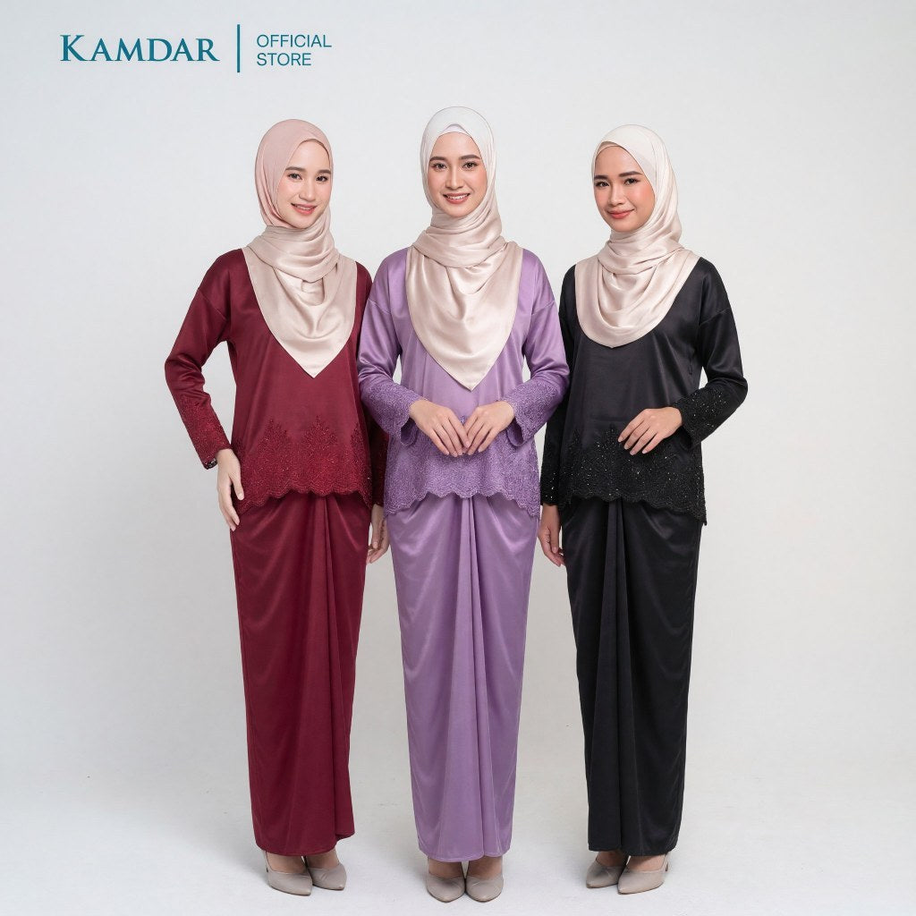 KAMDAR Bridal Satin & Border Lace Kain Pasang Mix & Match (4M + 2M)