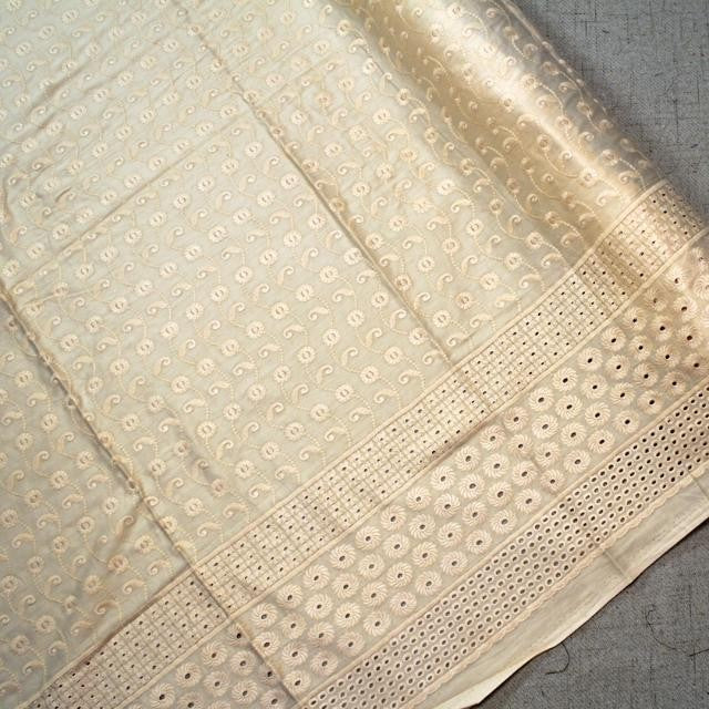 KAMDAR Cotton Embroidery Abstract Stitch Chikan Satin Bidang 44" Open Meter (Kain Ela) - Texture & Timbul