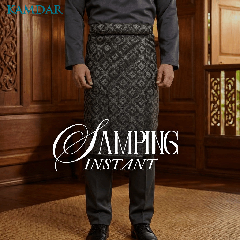 KAMDAR Bintang Raya Sampin Instant Lelaki – Easy Wear 3 Saat | 100% Tenun | Sampin Raya Corak Tradisional