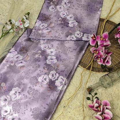 KAMDAR – Ivory Satin Digital Prints | Bunga Ros Premium | Satin Eksklusif