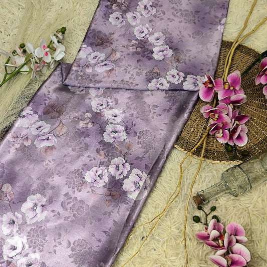 KAMDAR – Ivory Satin Digital Prints | Bunga Ros Premium | Satin Eksklusif