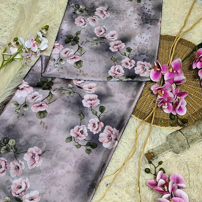 KAMDAR – Ivory Satin Digital Prints | Bunga Ros Premium | Satin Eksklusif