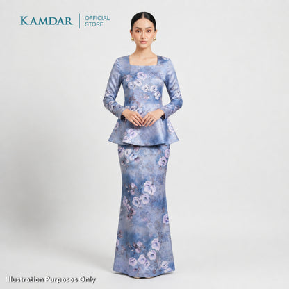 KAMDAR – Ivory Satin Digital Prints | Bunga Ros Premium | Satin Eksklusif