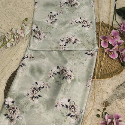 KAMDAR – Ivory Satin Digital Prints | Bunga Ros Premium | Satin Eksklusif