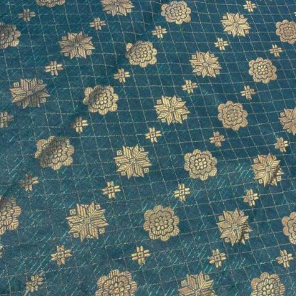 KAMDAR Songket Metallic Bunga Tabur Bidang 44" Open Meter (Kain Ela) - Ironless & Tak Jarang