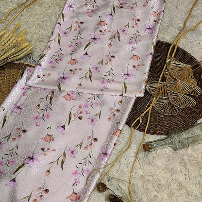 KAMDAR – Ivory Satin Digital Prints | Bunga Sakura | Corak Lembut Halus