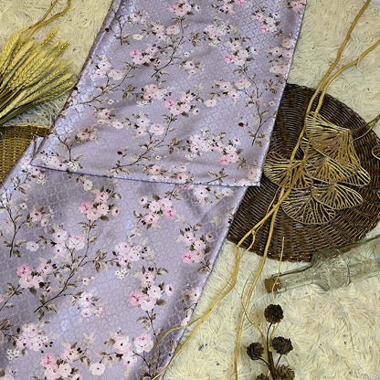 KAMDAR – Ivory Satin Digital Prints | Bunga Sakura | Corak Lembut Halus
