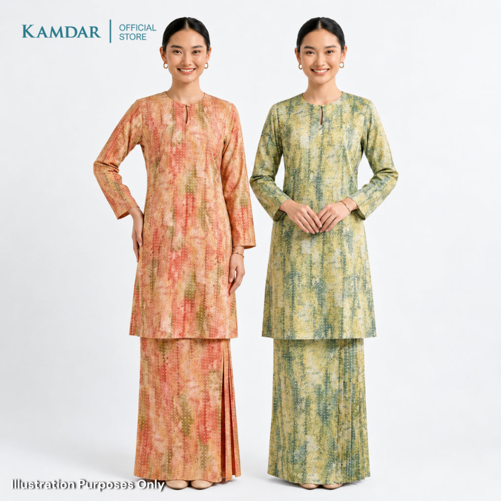 KAMDAR – Cempaka Baju Kurung Pesak Gantung Vatican Premium Wanita | Set Moden Eksklusif | S-3XL