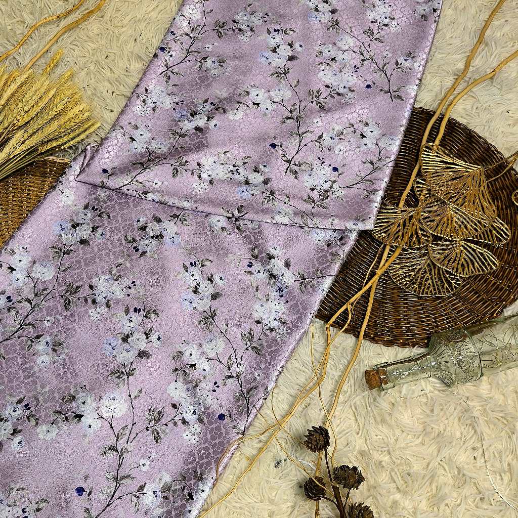 KAMDAR – Ivory Satin Digital Prints | Bunga Sakura | Corak Lembut Halus