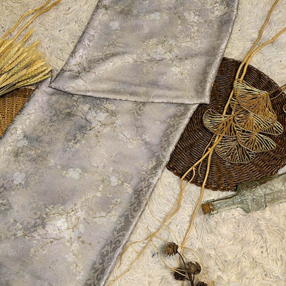 KAMDAR – Ivory Satin Digital Prints | Bunga Sakura | Corak Lembut Halus