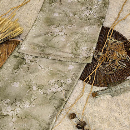 KAMDAR – Ivory Satin Digital Prints | Bunga Sakura | Corak Lembut Halus