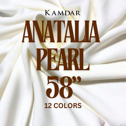 KAMDAR Open Meter Anatalia Pearl Fabric Bidang 58" Open Meter Dressmaking Fabric/Wedding Gown/Bridal High Quality Satin