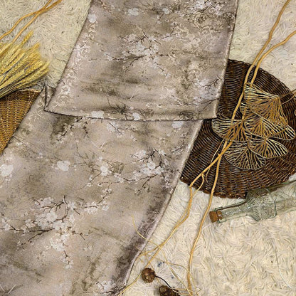 KAMDAR – Ivory Satin Digital Prints | Bunga Sakura | Corak Lembut Halus