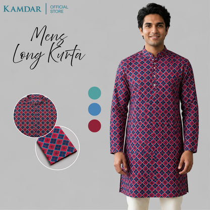 KAMDAR – Baju Kurta Panjang Lelaki Corak Diamond Sequin | Baju Deepavali Mewah