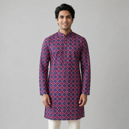 KAMDAR – Baju Kurta Panjang Lelaki Corak Diamond Sequin | Baju Deepavali Mewah