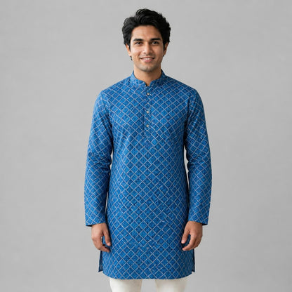 KAMDAR – Baju Kurta Panjang Lelaki Corak Diamond Sequin | Baju Deepavali Mewah