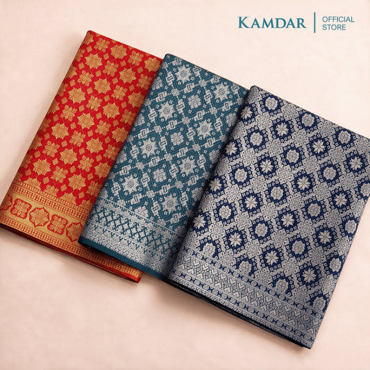 KAMDAR – Harmoni Pelangi Songket Metallic Kain Pasang | Songket Eksklusif Bercorak – 2M/4M