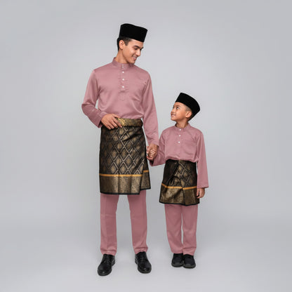 KAMDAR Kellie Tema Merah & Merah Jambu Baju Melayu Cekak Musang Budak Lelaki