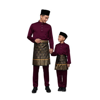 KAMDAR Kellie Tema Merah & Merah Jambu Baju Melayu Cekak Musang Budak Lelaki