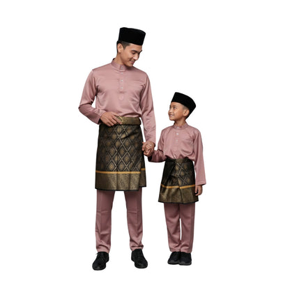 KAMDAR Kellie Tema Merah & Merah Jambu Baju Melayu Cekak Musang Budak Lelaki