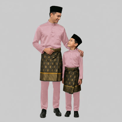 KAMDAR Kellie Tema Merah & Merah Jambu Baju Melayu Cekak Musang Budak Lelaki