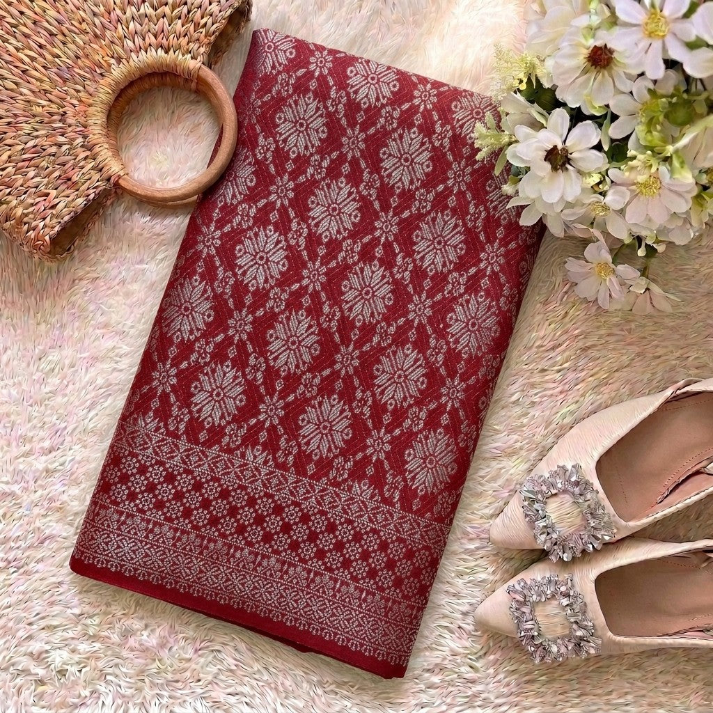 KAMDAR Srikandi Perak Metallic Songket | Kain Songket Berkilat Ironless Tak Jarang | Bidang 44