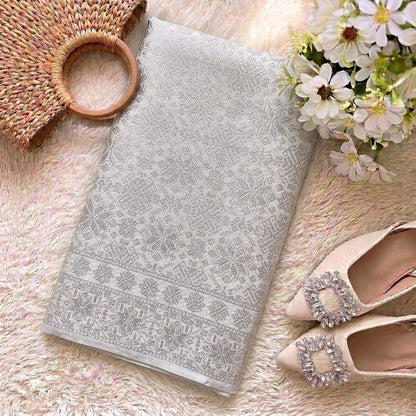 KAMDAR Srikandi Perak Metallic Songket | Kain Songket Berkilat Ironless Tak Jarang | Bidang 44