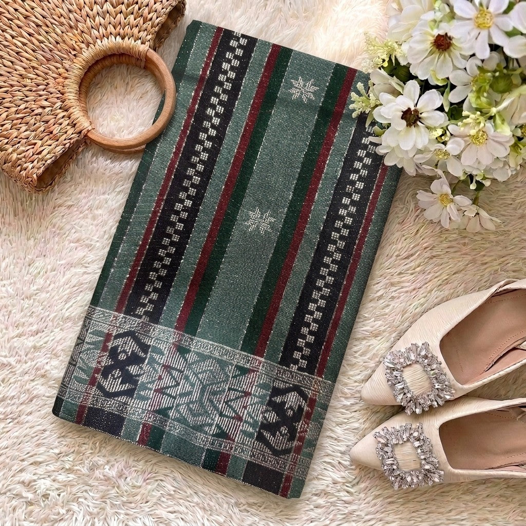 KAMDAR Srikandi Perak Metallic Songket | Kain Songket Berkilat Ironless Tak Jarang | Bidang 44