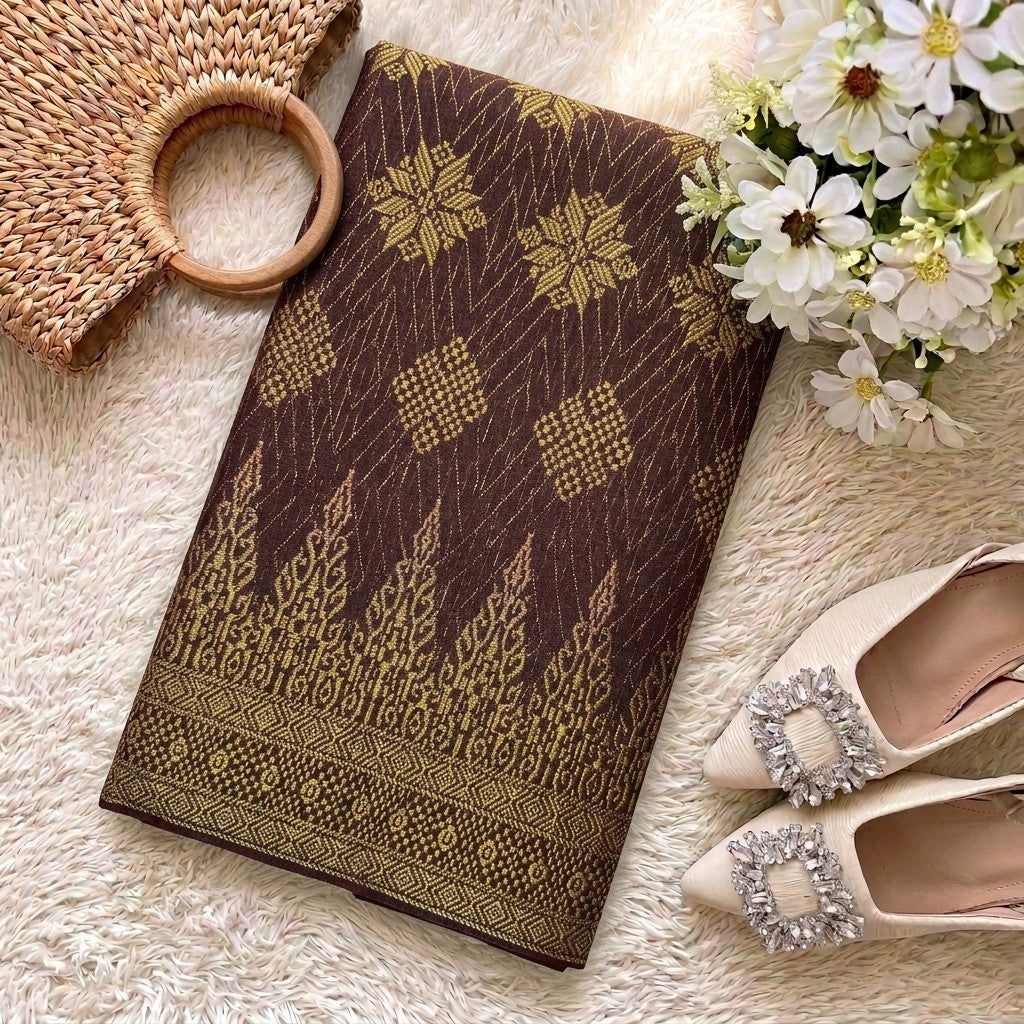 KAMDAR Srikandi Perak Metallic Songket | Kain Songket Berkilat Ironless Tak Jarang | Bidang 44