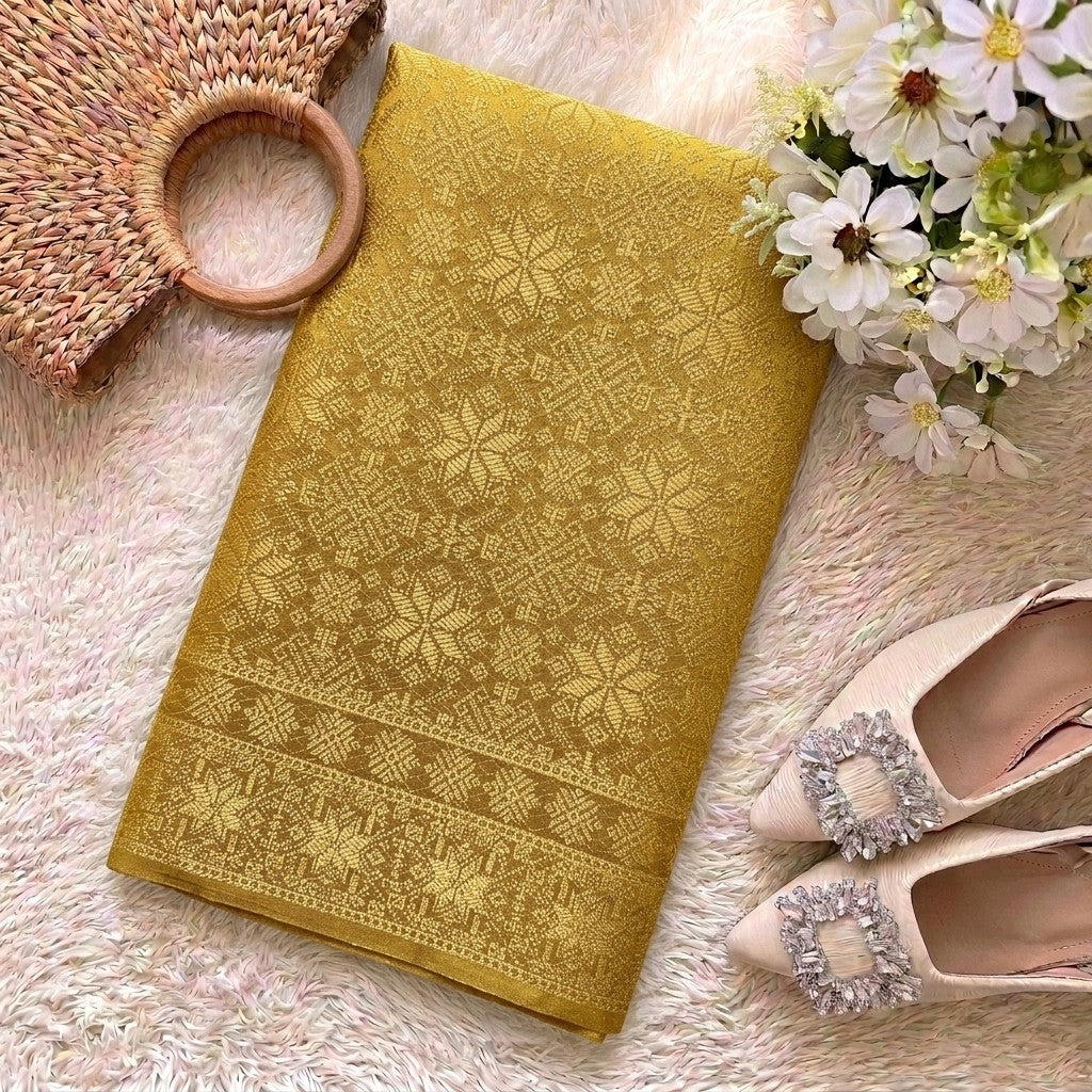 KAMDAR Srikandi Perak Metallic Songket | Kain Songket Berkilat Ironless Tak Jarang | Bidang 44