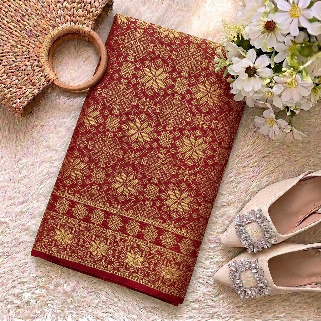 KAMDAR Srikandi Perak Metallic Songket | Kain Songket Berkilat Ironless Tak Jarang | Bidang 44