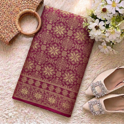 KAMDAR Srikandi Perak Metallic Songket | Kain Songket Berkilat Ironless Tak Jarang | Bidang 44