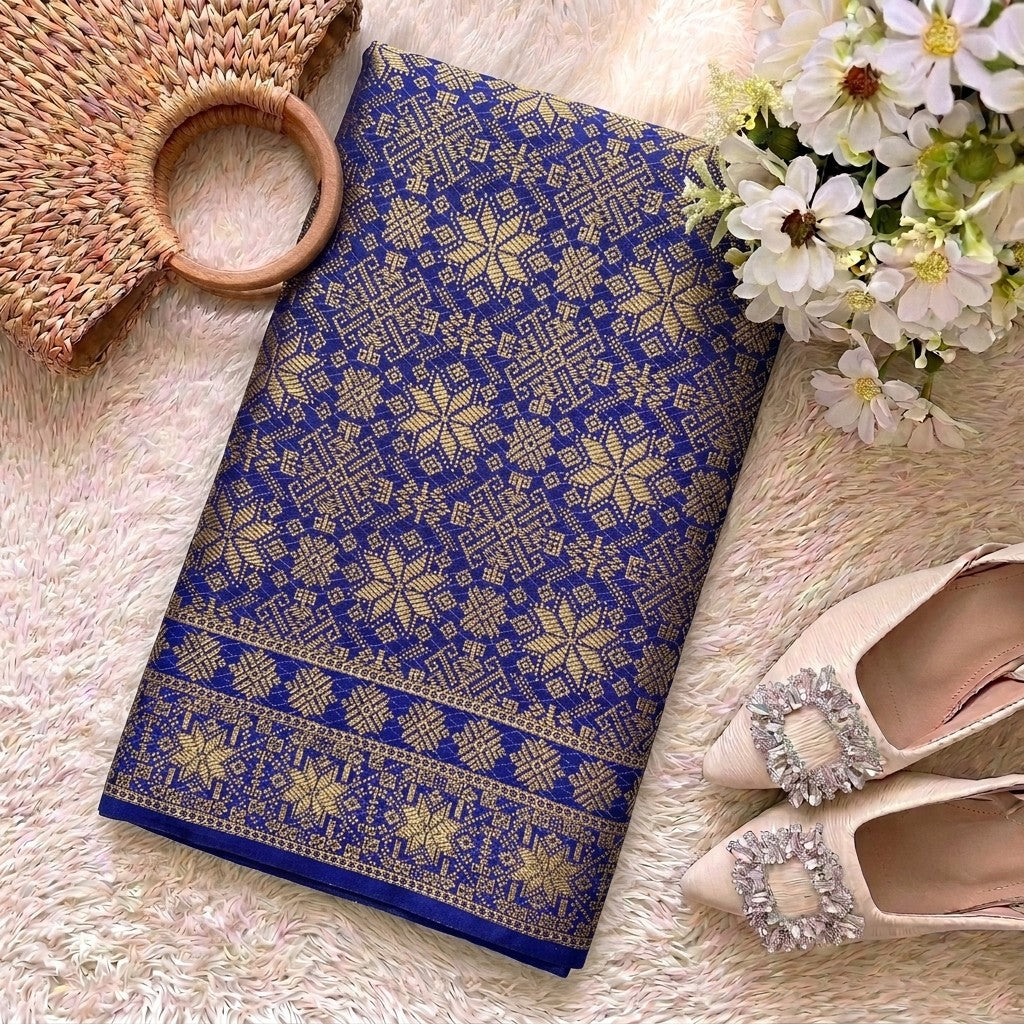 KAMDAR Srikandi Perak Metallic Songket | Kain Songket Berkilat Ironless Tak Jarang | Bidang 44