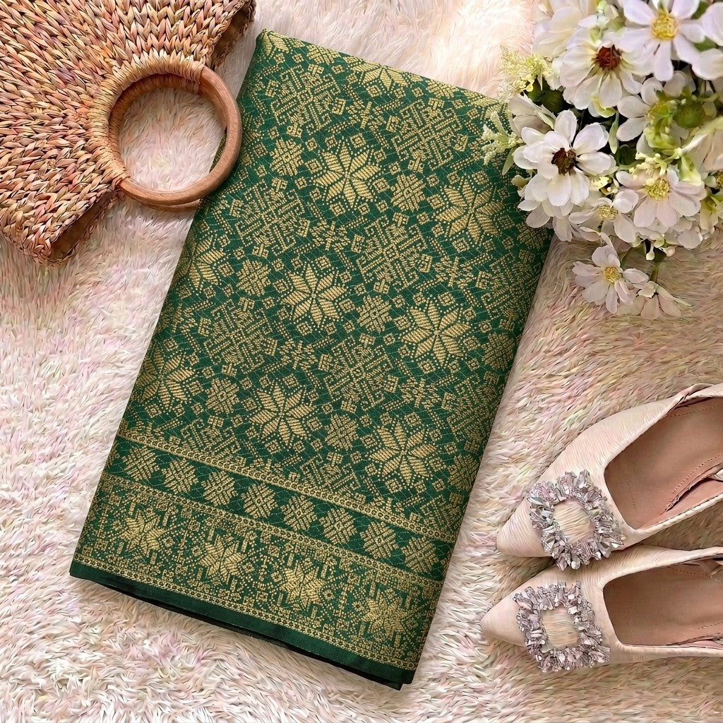 KAMDAR Srikandi Perak Metallic Songket | Kain Songket Berkilat Ironless Tak Jarang | Bidang 44