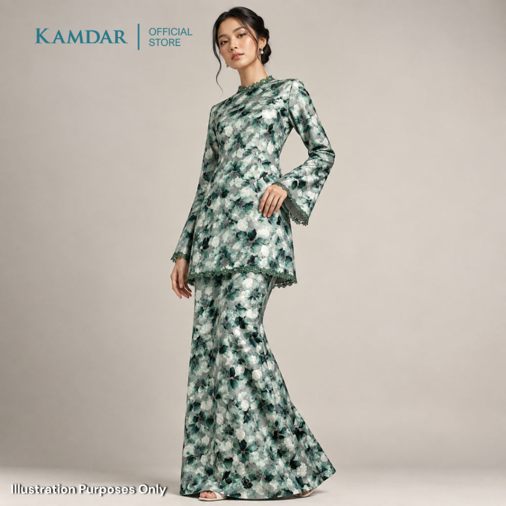 KAMDAR – Serenity Satin Digital Prints | Bunga Watercolour | Satin Premium