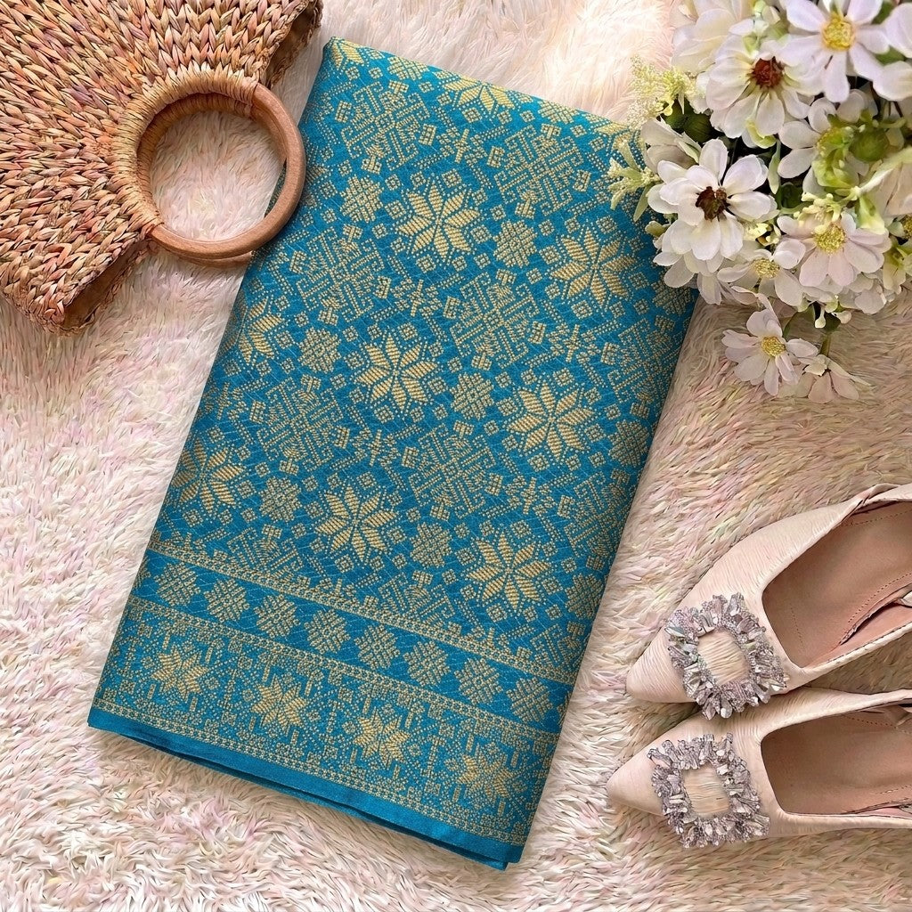 KAMDAR Srikandi Perak Metallic Songket | Kain Songket Berkilat Ironless Tak Jarang | Bidang 44