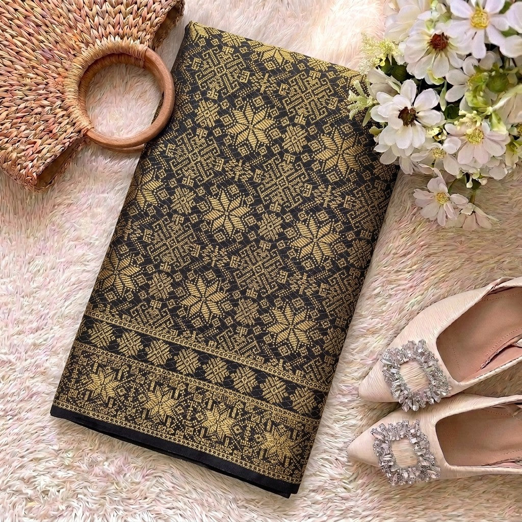 KAMDAR Srikandi Perak Metallic Songket | Kain Songket Berkilat Ironless Tak Jarang | Bidang 44