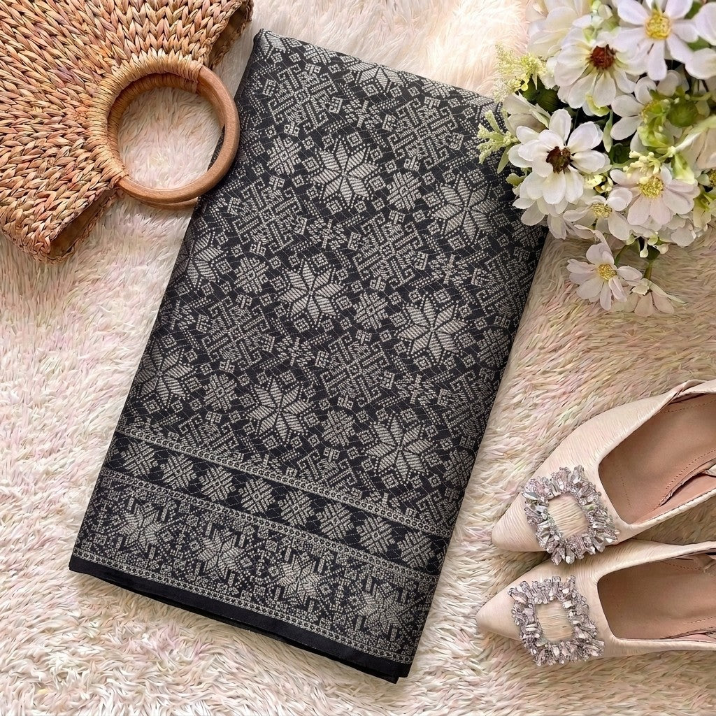 KAMDAR Srikandi Perak Metallic Songket | Kain Songket Berkilat Ironless Tak Jarang | Bidang 44