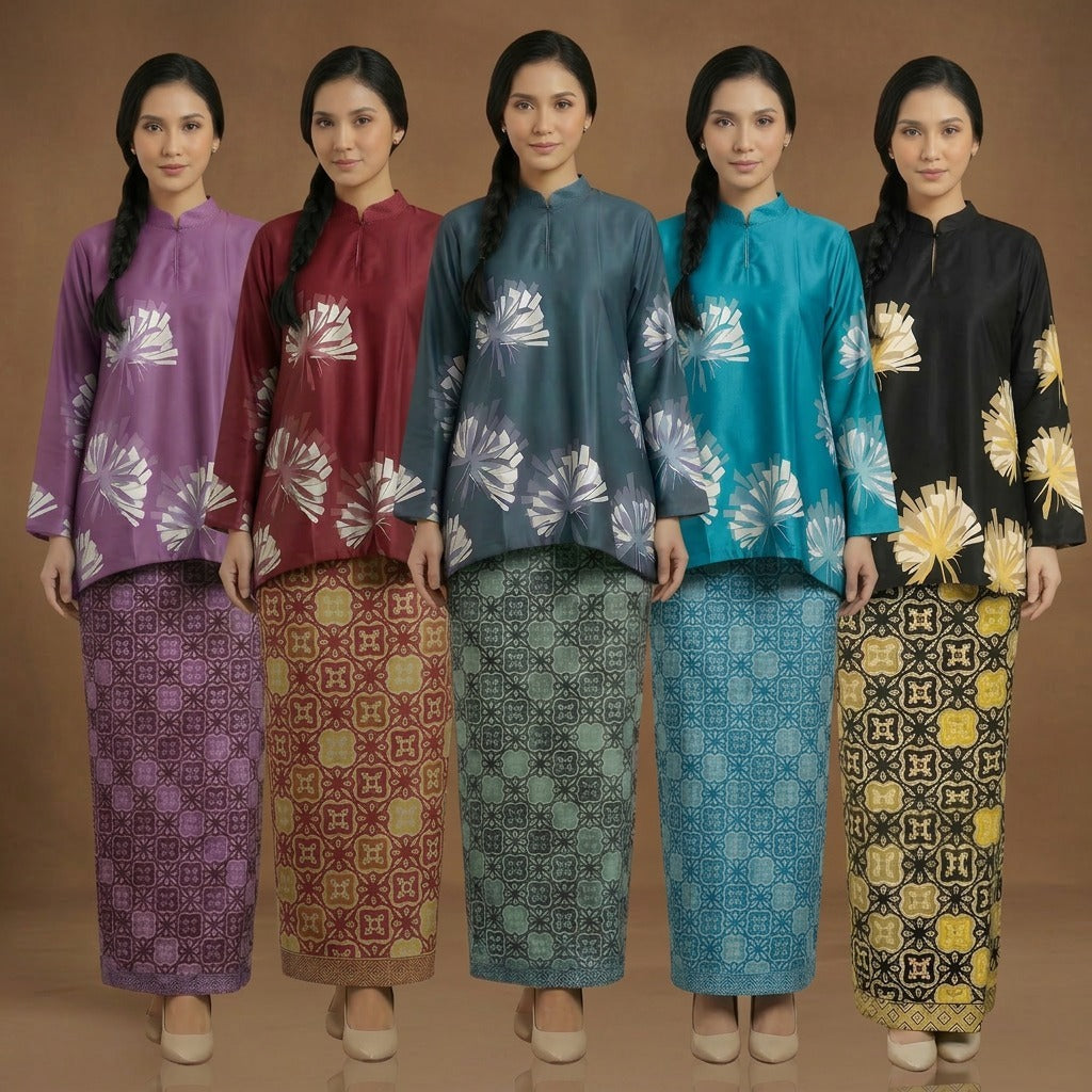 KAMDAR Liliana Baju Kurung Kedah Modern Satin • Mandarin Collar • Loose Fit • Full Elastic • S–3XL