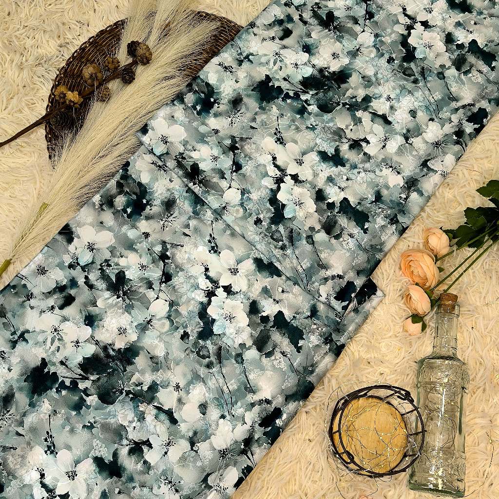 KAMDAR – Serenity Satin Digital Prints | Bunga Watercolour | Satin Premium