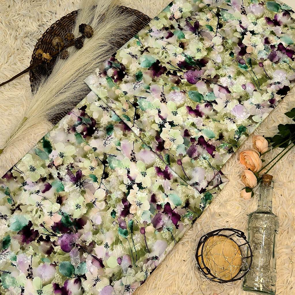 KAMDAR – Serenity Satin Digital Prints | Bunga Watercolour | Satin Premium
