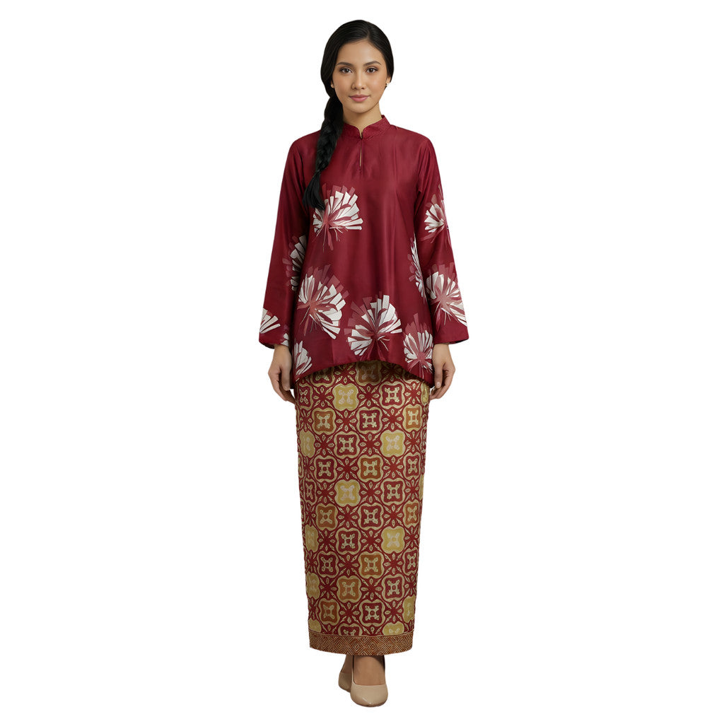 KAMDAR Liliana Baju Kurung Kedah Modern Satin • Mandarin Collar • Loose Fit • Full Elastic • S–3XL