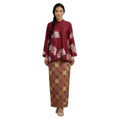 KAMDAR Liliana Baju Kurung Kedah Modern Satin • Mandarin Collar • Loose Fit • Full Elastic • S–3XL